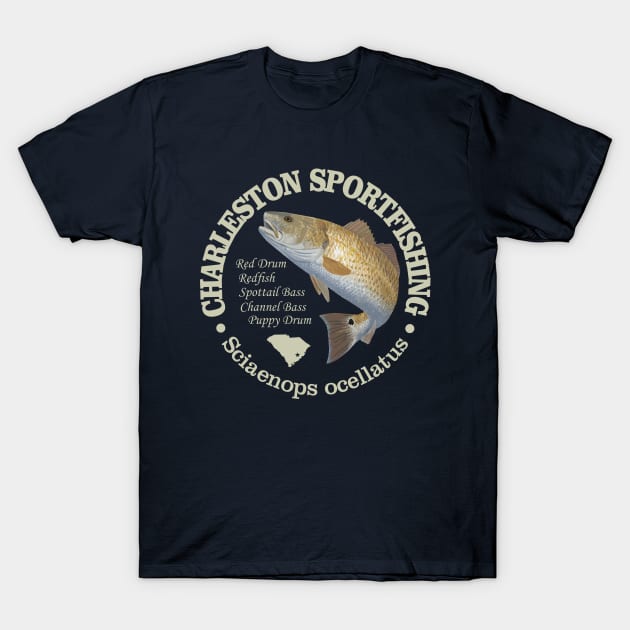 Charleston Sportfishing (red drum) T-Shirt by grayrider